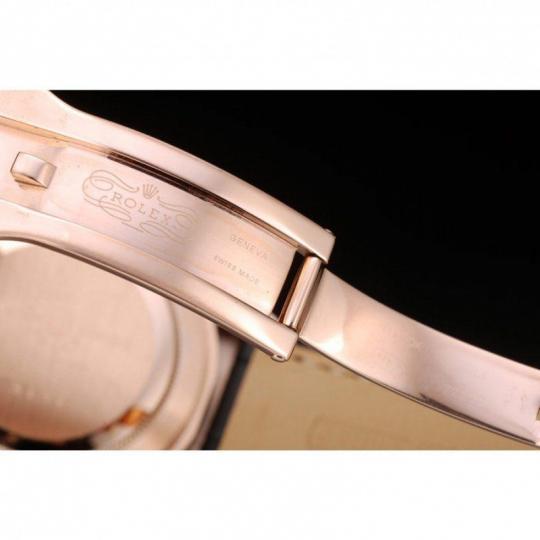 Replica Rolex Daytona Rose Gold Case Black Dial Black Leather Strap - View 10