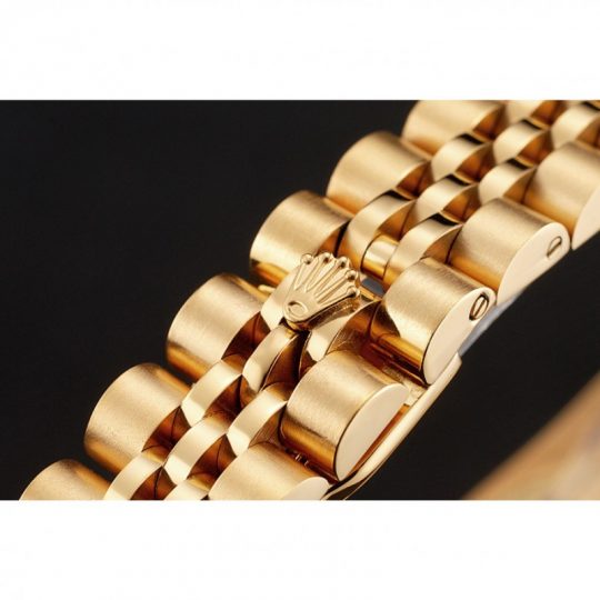 Replica Rolex Lady-Datejust Champagne Dial Diamond Bezel Gold Jubilee Bracelet 1454096 - View 10