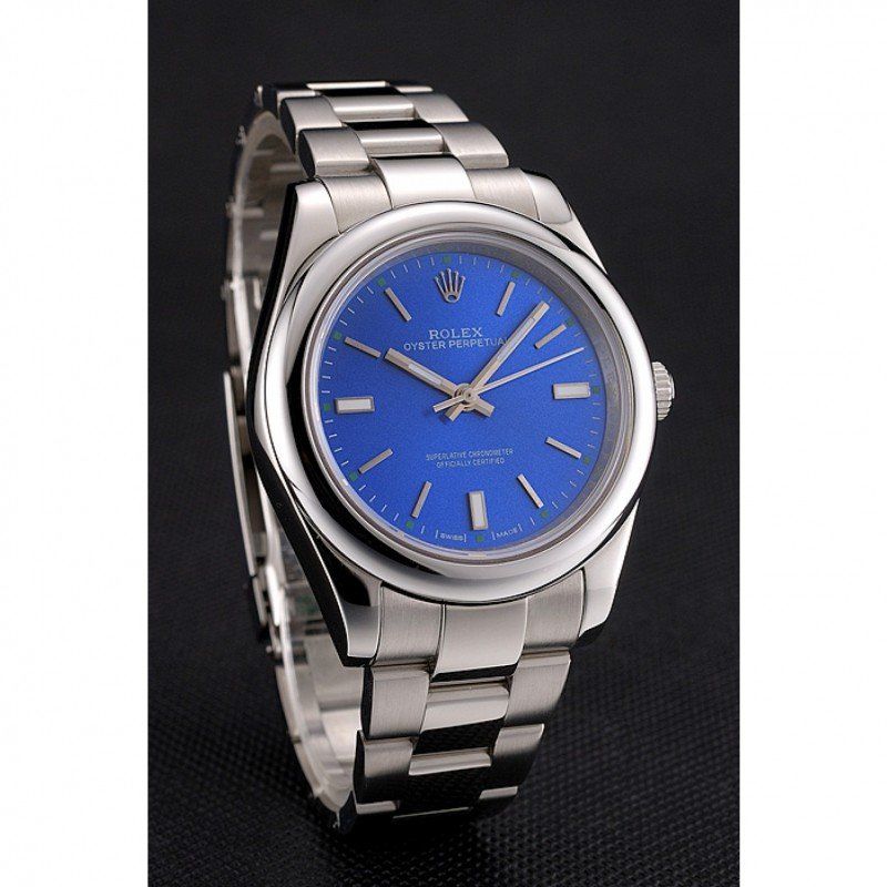 Replica Rolex Oyster Perpetual Blue Dial Stainless Steel Case And Bracelet - View 3