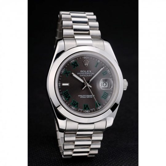 Replica Rolex DateJust Polished Stainless Steel Bezel Grey Dial 42000 - View 3