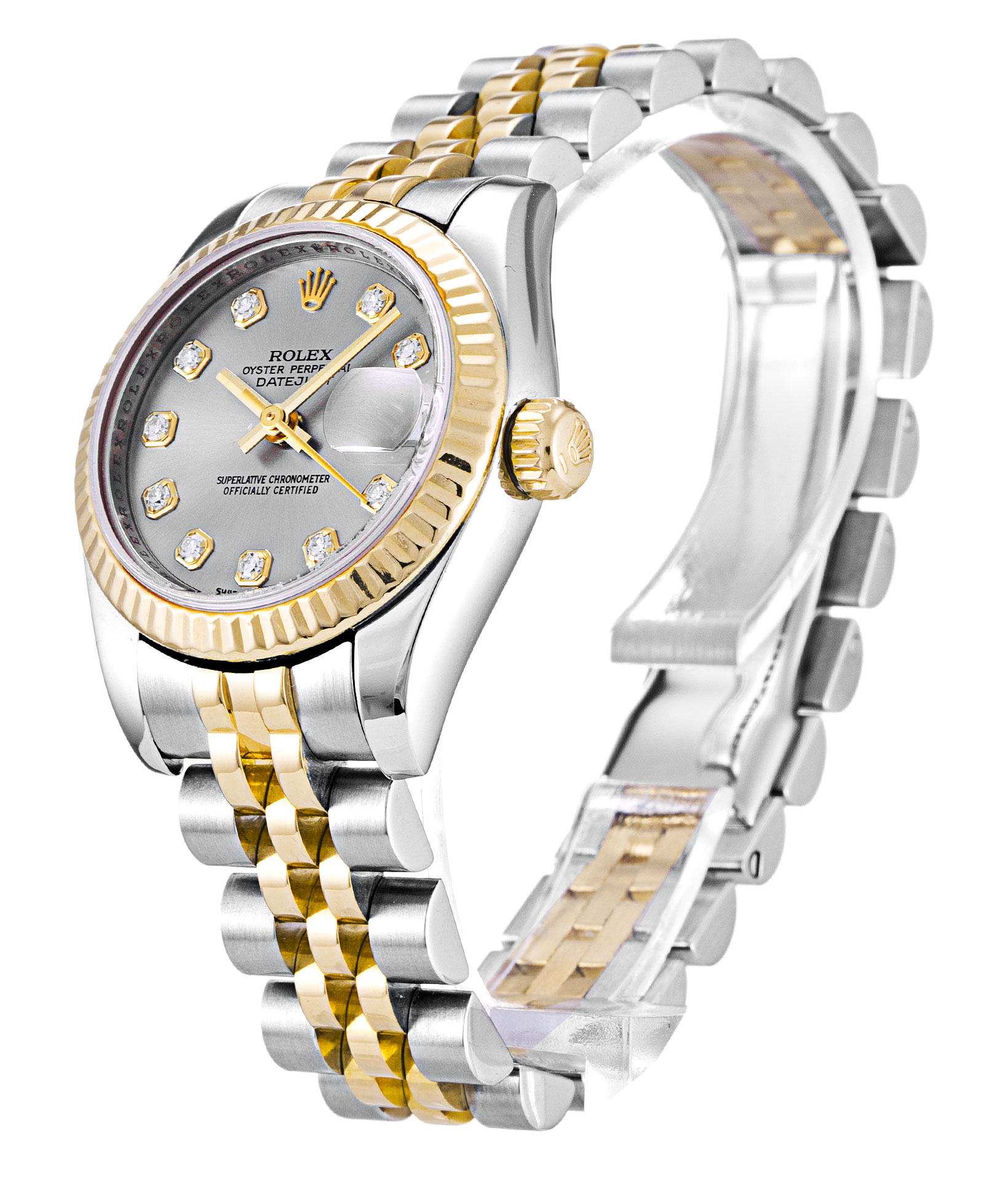 Rolex Datejust Women 179173 26 MM Duotone Grey Dial Diamond Markers Gold Silver Case Jubilee Strap Replica