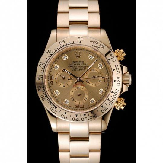 Replica Rolex Cosmograph Daytona Brown Dial Diamond Numerals Gold Case And Bracelet 1454245 - View 2