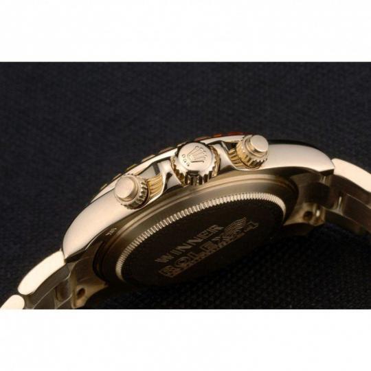 Replica Rolex Daytona Cosmograph Rainbow Crystals Bezel Rose Gold Strap Black Dial 80251 - View 7