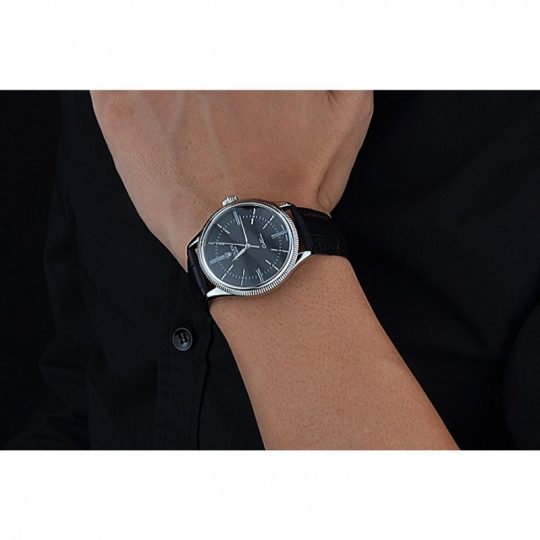 Replica Rolex Cellini Time Silver Case Black Dial Black Leather Bracelet 622654 - View 6