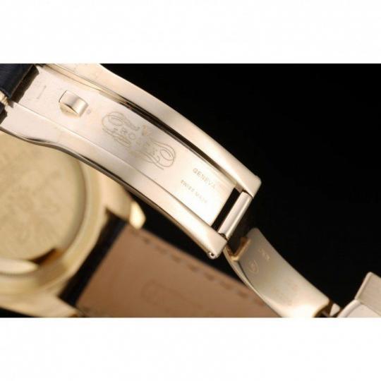 Replica Rolex Daytona Gold Case Blue Dial Black Leather Strap - View 9