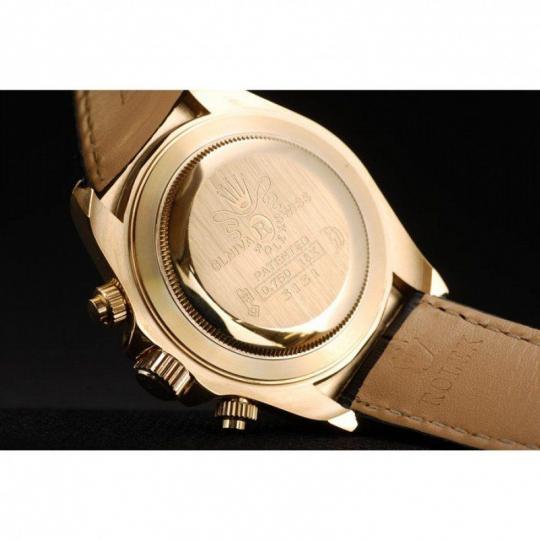 Replica Rolex Daytona Gold Case Blue Dial Black Leather Strap - View 8