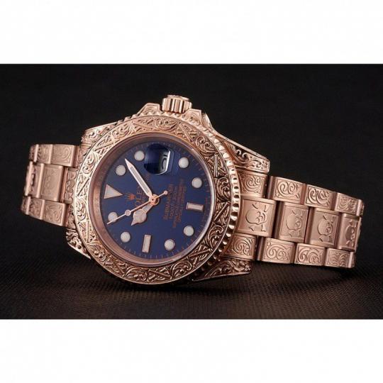 Replica Rolex Submariner Skull Limited Edition Blue Dial Rose Gold Case And Bracelet 1454085 - View 4
