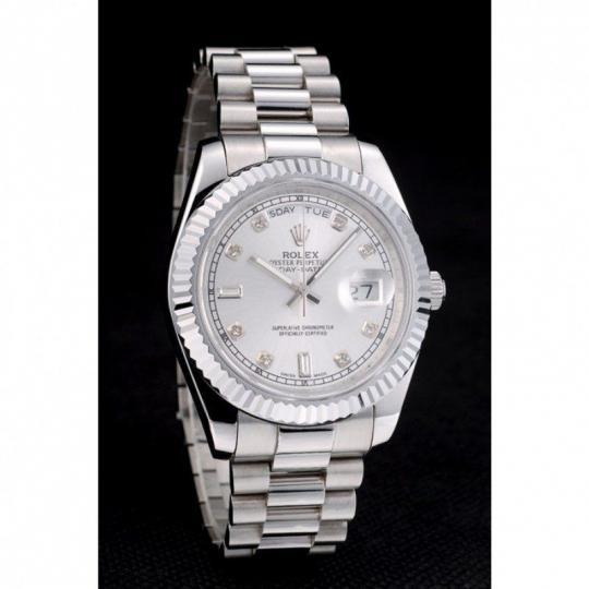 Replica Rolex DayDate Stainless Steel Ribbed Bezel Silver Dial 41995 - View 5