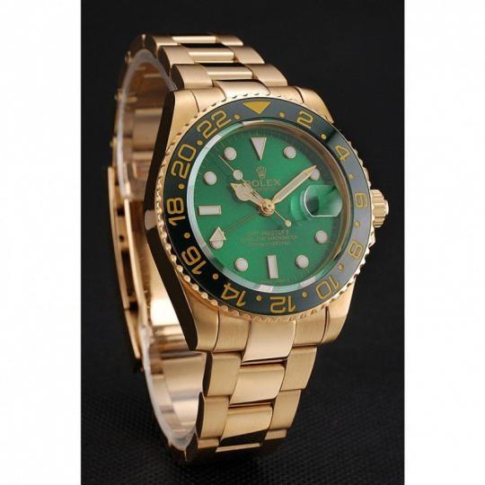 Replica Rolex GMT Master II Green Dial And Bezel Gold Case And Bracelet 1453750 - View 3