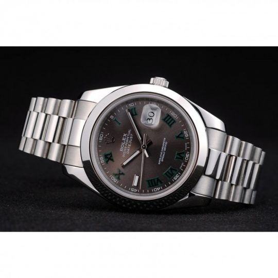 Replica Rolex DateJust Polished Stainless Steel Bezel Grey Dial 42000 - View 5
