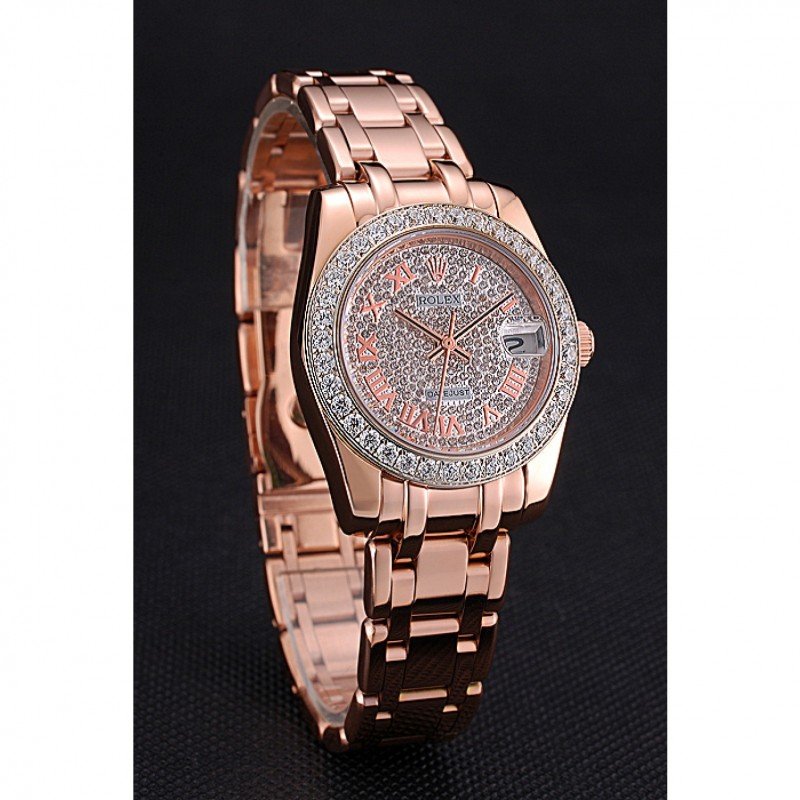 Replica Rolex Datejust Diamond Dial And Bezel Pink Gold Case And Bracelet 622836 - View 3