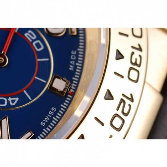 Replica Rolex Daytona Gold Case Blue Dial Black Leather Strap - View 4
