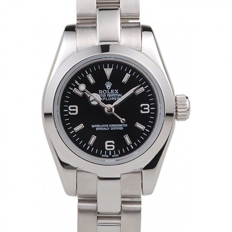 Replica Rolex Explorer Polished Stainless Steel Black Dial 98089 - View 1