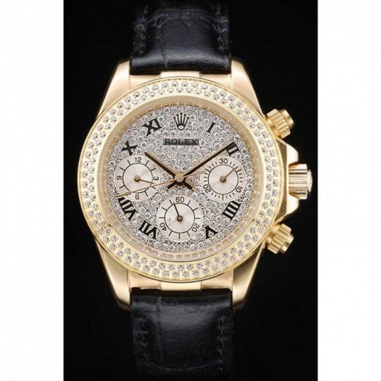 Replica Rolex Daytona Lady Gold Case Crystal Studded Bezel Crystal Studded Dial 98238 - View 2