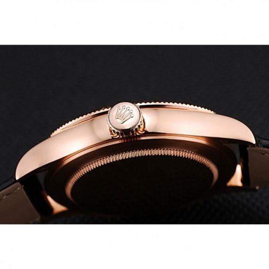 Replica Rolex Cellini Time Rose Gold Case Black Dial Black Leather Bracelet 622656 - View 7