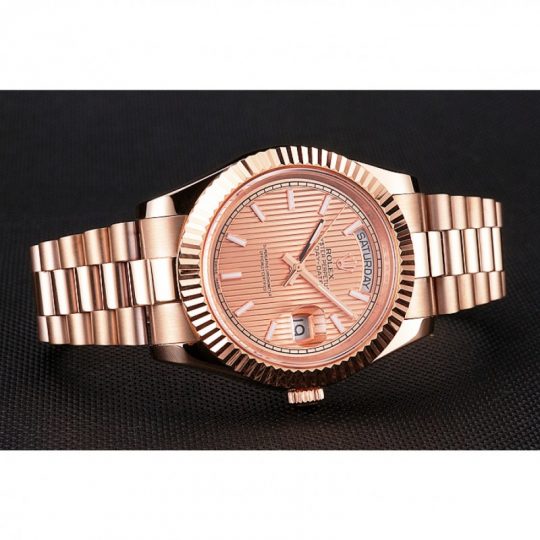 Replica Rolex Day-Date 40 Rose Gold Etched Dial Rose Gold Case And Bracelet - View 7