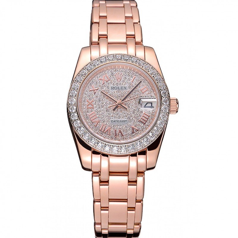 Replica Rolex Datejust Diamond Dial And Bezel Pink Gold Case And Bracelet 622836 - View 1