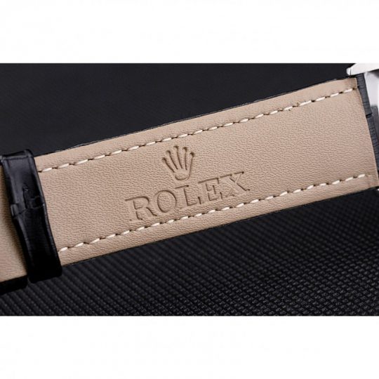 Replica Rolex Cellini Date Black Dial Stainless Steel Case Black Leather Strap - View 10