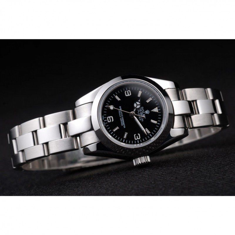 Replica Rolex Explorer Polished Stainless Steel Black Dial 98089 - View 5