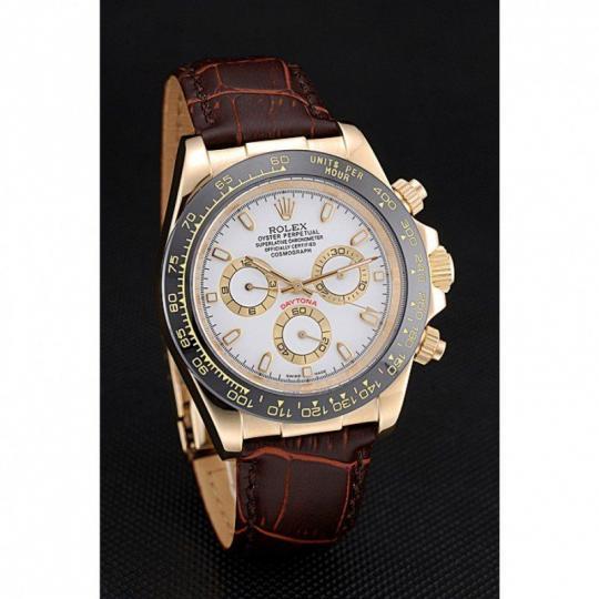 Replica Rolex Cosmograph Daytona Gold Case White Dial Brown Leather Bracelet 622633 - View 2