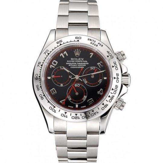 Replica Rolex Daytona Stainless Steel Bracelet Black Dial 80296 - View 1