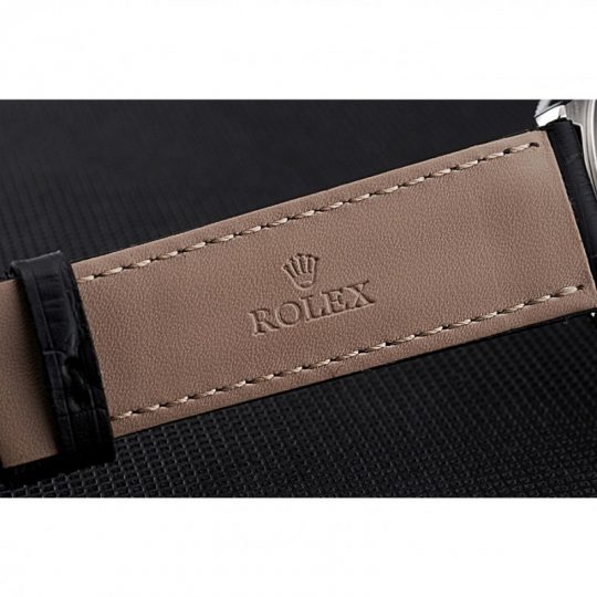 Replica Rolex Cellini Time Silver Case White Dial Black Leather Bracelet 622653 - View 9