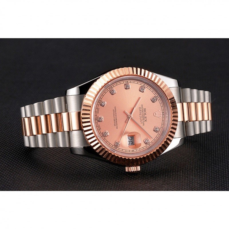Replica Rolex Datejust Rose Gold Dial And Bezel Stainless Steel Case Two Tone Bracelet - View 4