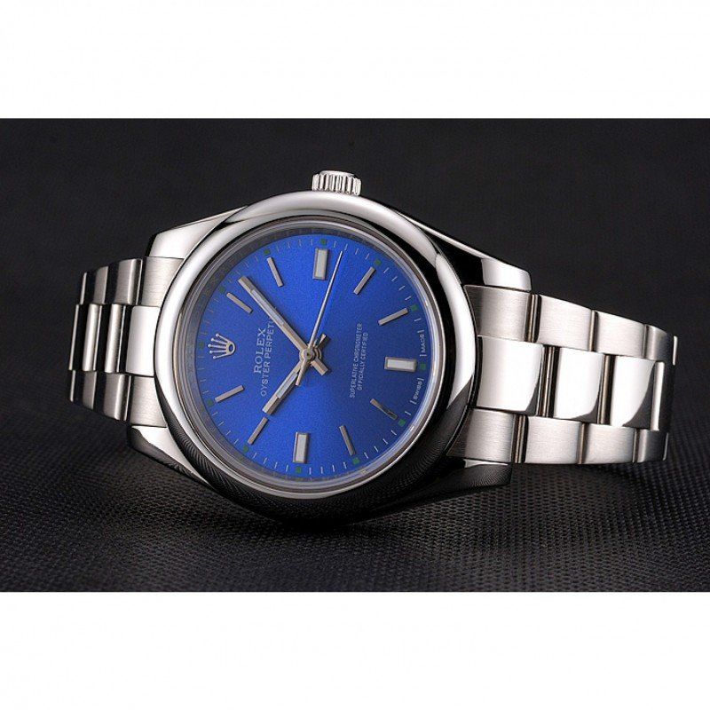 Replica Rolex Oyster Perpetual Blue Dial Stainless Steel Case And Bracelet - View 5