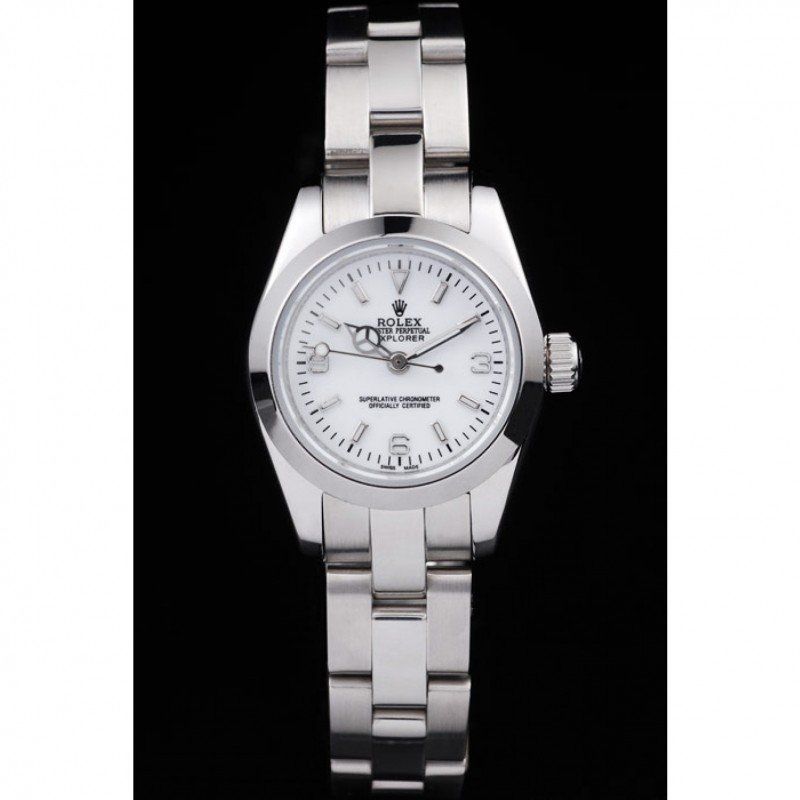 Replica Rolex Explorer Polished Stainless Steel White Dial 98088 - View 2