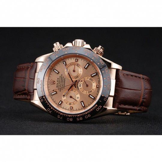 Replica Rolex Cosmograph Daytona Brown Dial Rose Gold Case Brown Leather Bracelet 1454243 - View 4