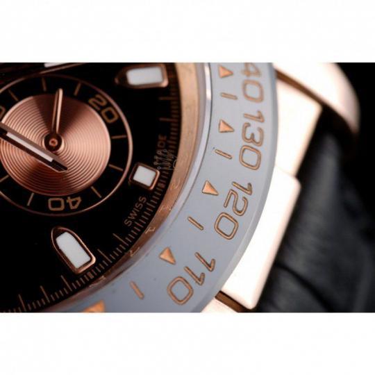 Replica Rolex Daytona Rose Gold Case Black Dial Black Leather Strap - View 7