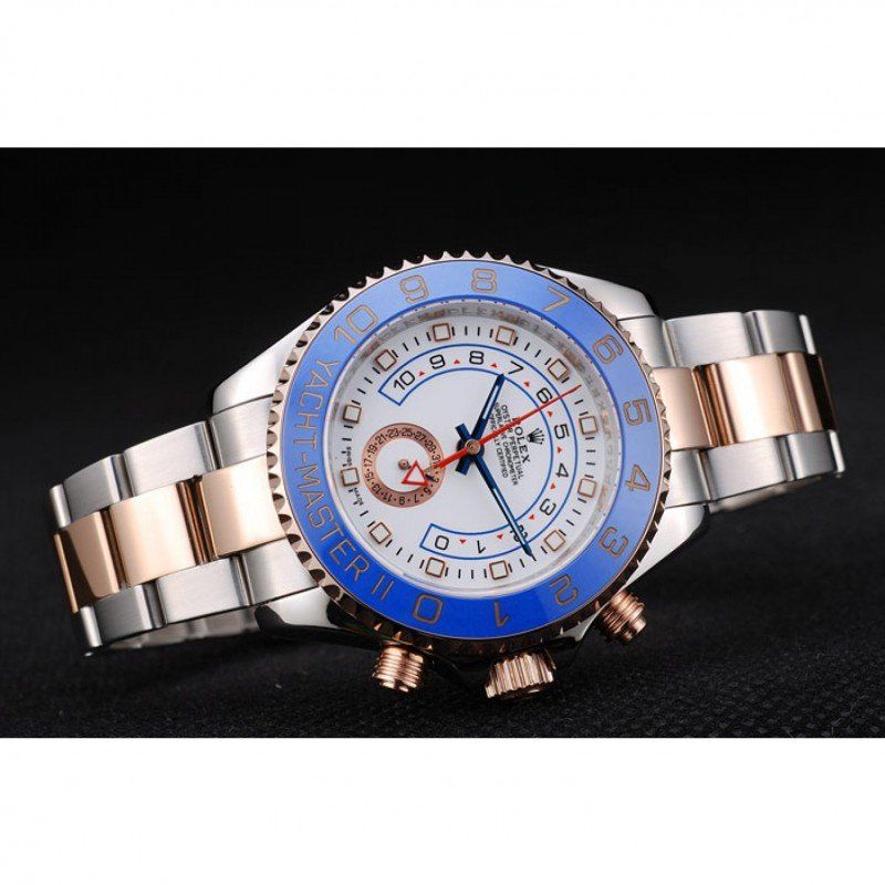 Replica Rolex Yacht-Master Blue Ceramic Bezel White Dial Watch - View 5