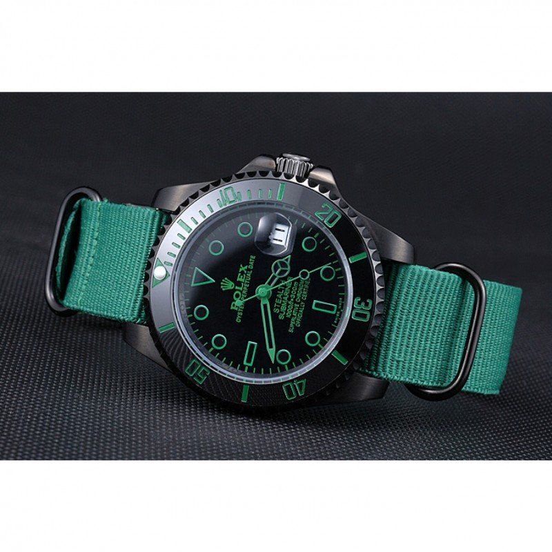 Replica Rolex Stealth Submariner Green Nylon Strap 622009 - View 4