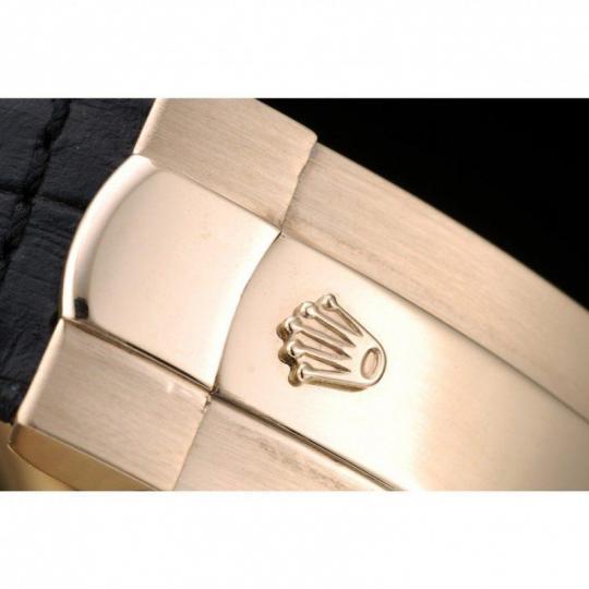 Replica Rolex Daytona Gold Case Blue Dial Black Leather Strap - View 11