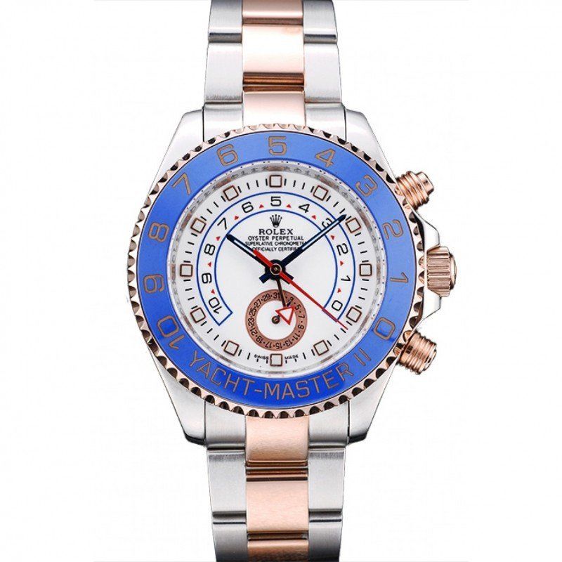 Replica Rolex Yacht-Master Blue Ceramic Bezel White Dial Watch - View 1