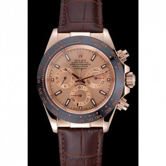 Replica Rolex Cosmograph Daytona Brown Dial Rose Gold Case Brown Leather Bracelet 1454243 - View 2
