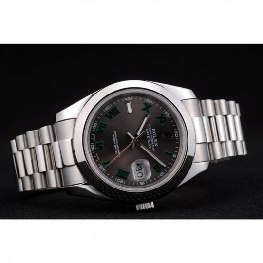 Replica Rolex DateJust Polished Stainless Steel Bezel Grey Dial 42000 - View 4