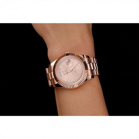 Replica Rolex Day-Date 40 Rose Gold Etched Dial Rose Gold Case And Bracelet - View 8