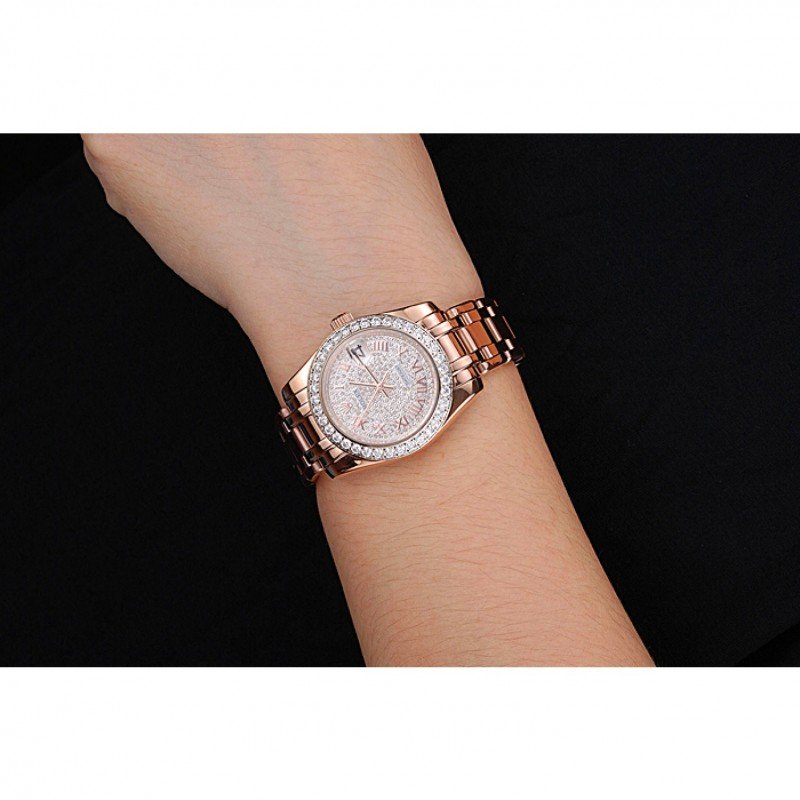 Replica Rolex Datejust Diamond Dial And Bezel Pink Gold Case And Bracelet 622836 - View 9