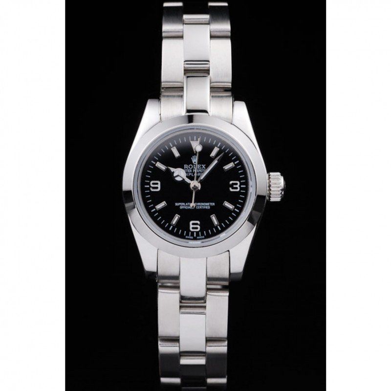 Replica Rolex Explorer Polished Stainless Steel Black Dial 98089 - View 2