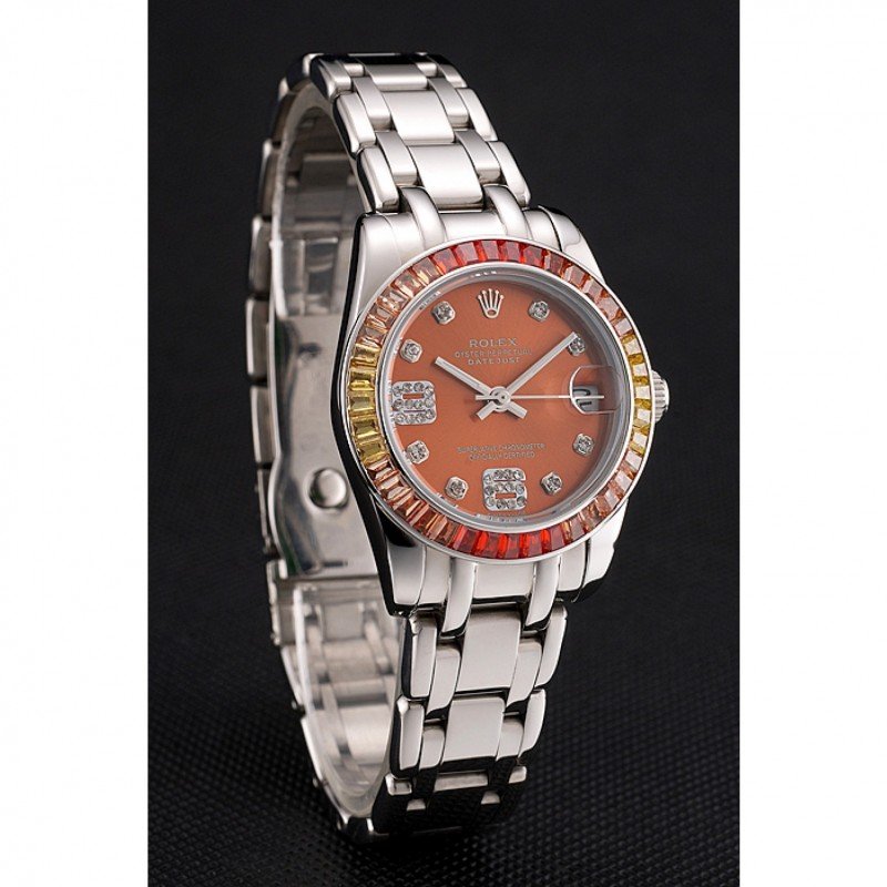 Replica Rolex Datejust Pearlmaster 39 Cognac Dial Stainless Steel Case And Bracelet - View 3