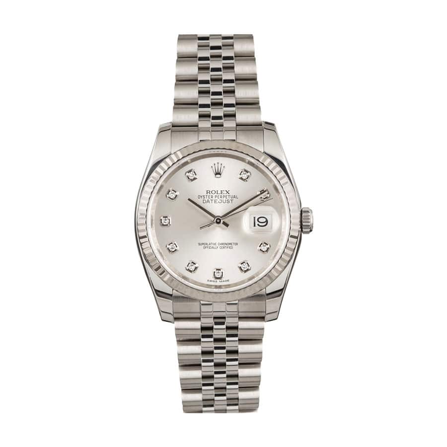 Rolex Datejust 116234 Silver Dial 36MM Oyster Steel Silver Dial Diamond Markers