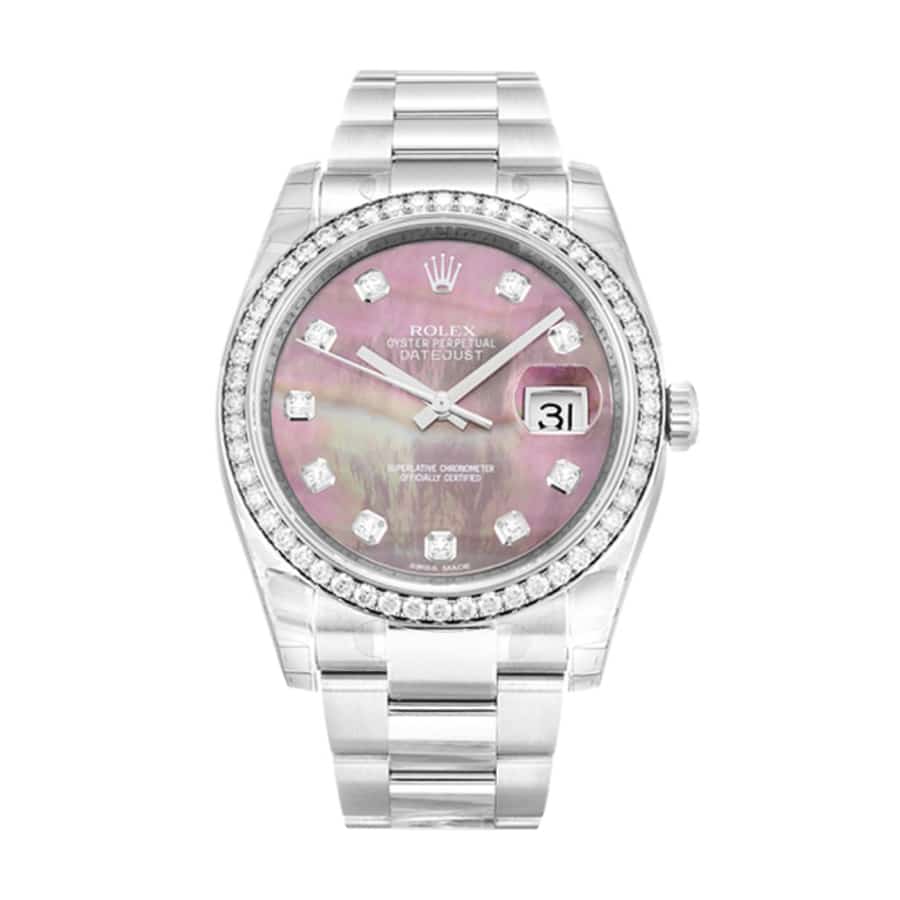 Rolex Datejust 116244 36mm Diamond Bezel Pink Mother of Pearls Dial Oyster Steel