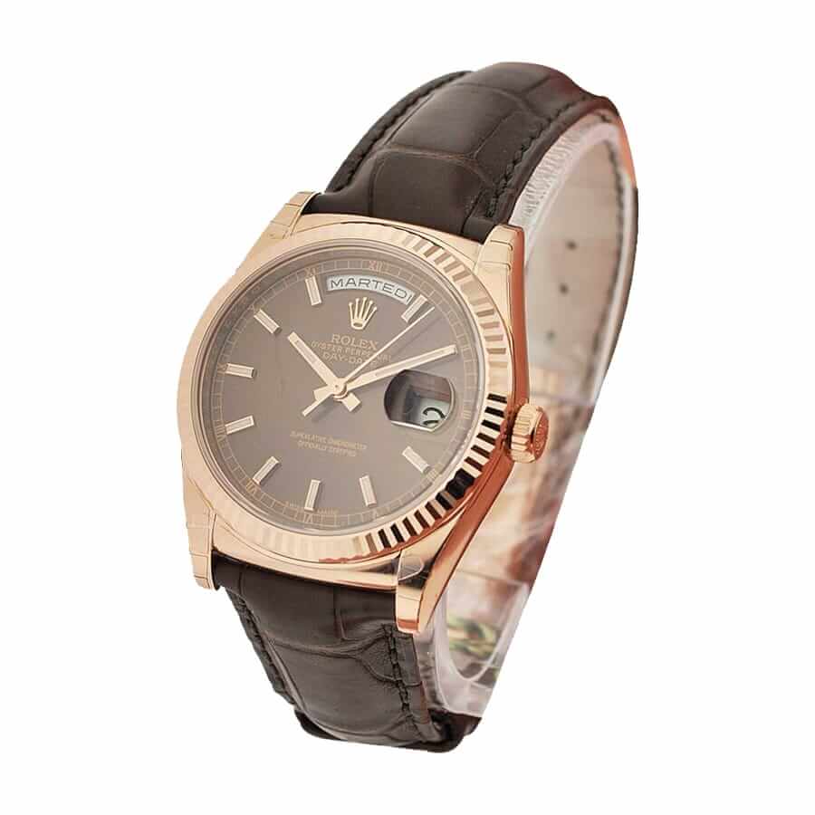 Rolex Day-Date 118135-0002 Brown Dial Leather Band product image 4