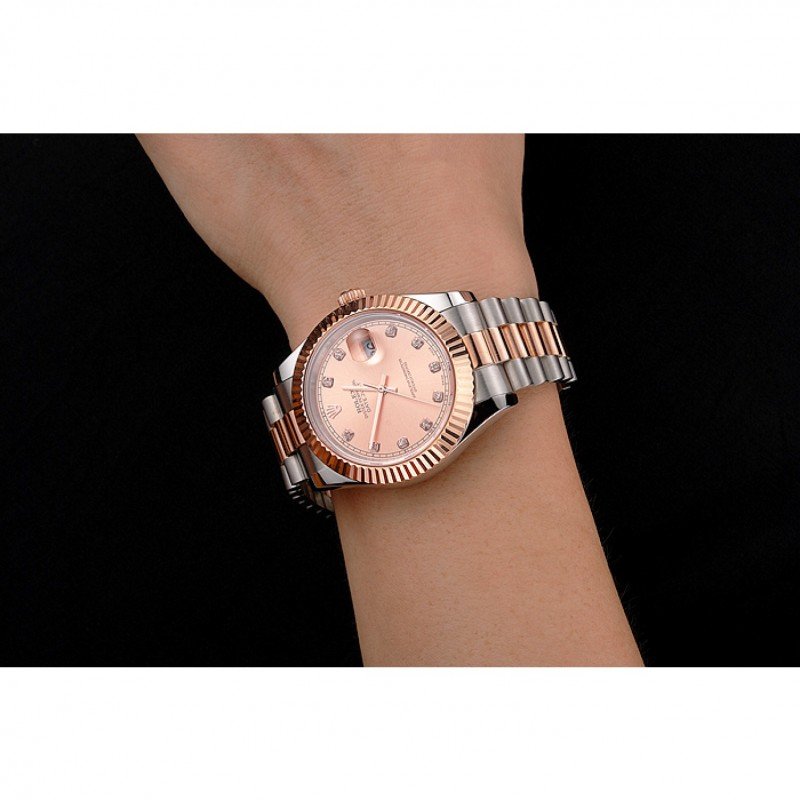 Replica Rolex Datejust Rose Gold Dial And Bezel Stainless Steel Case Two Tone Bracelet - View 10