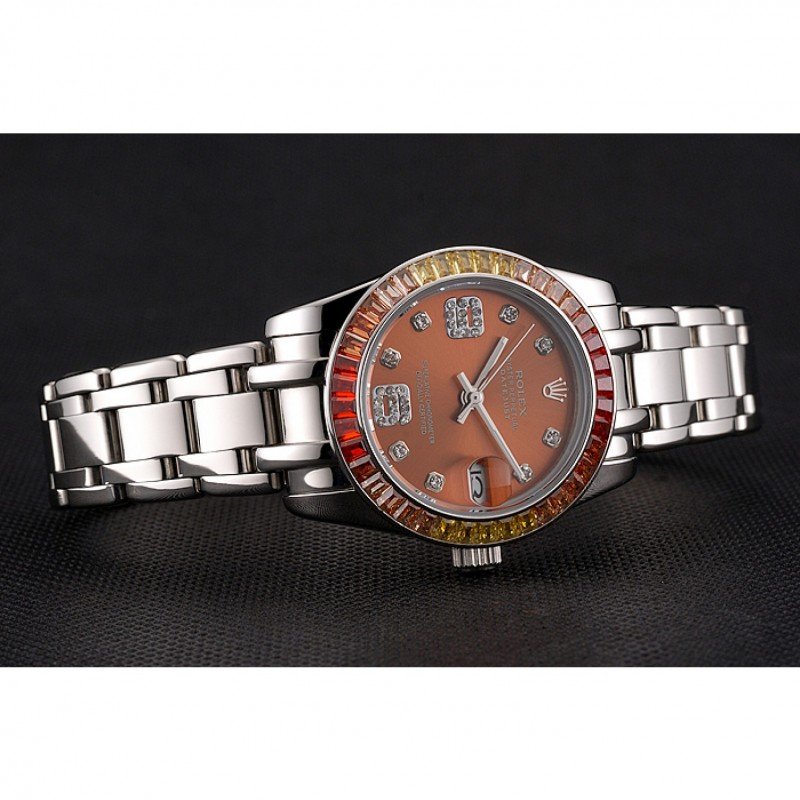 Replica Rolex Datejust Pearlmaster 39 Cognac Dial Stainless Steel Case And Bracelet - View 5