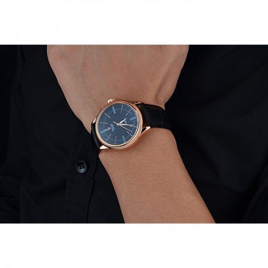 Replica Rolex Cellini Time Rose Gold Case Black Dial Black Leather Bracelet 622656 - View 6