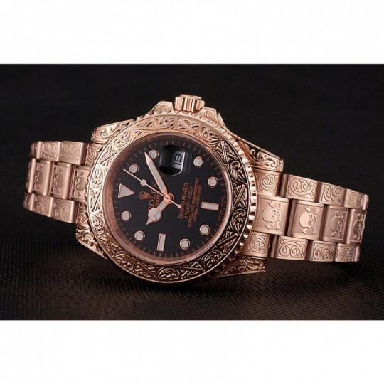 Replica Rolex Submariner Skull Limited Edition Black Dial Rose Gold Case And Bracelet 1454086 - View 4