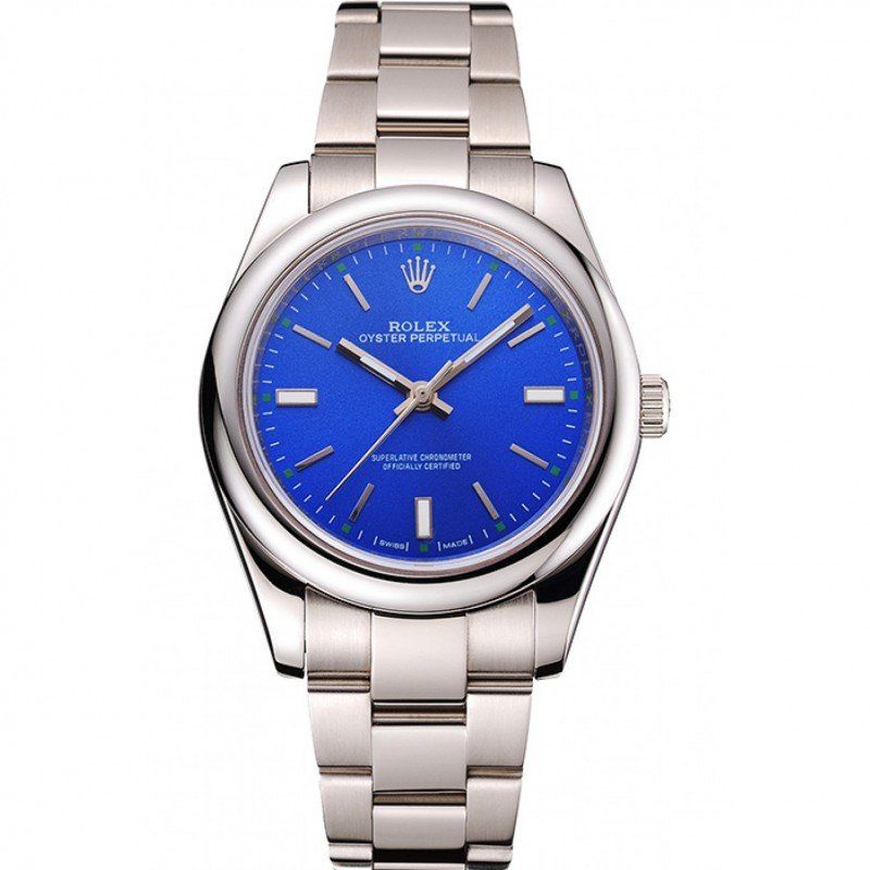 Replica Rolex Oyster Perpetual Blue Dial Stainless Steel Case And Bracelet - View 1