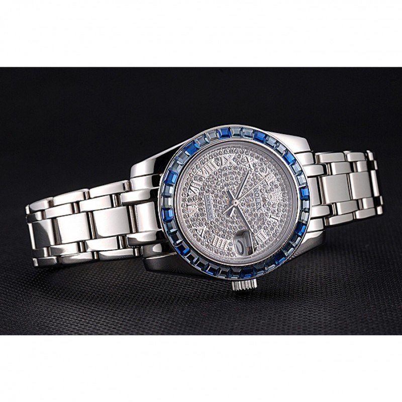Replica Rolex Datejust Diamond Dial Blue Jewels Bezel Stainless Steel Case And Bracelet 622834 - View 4